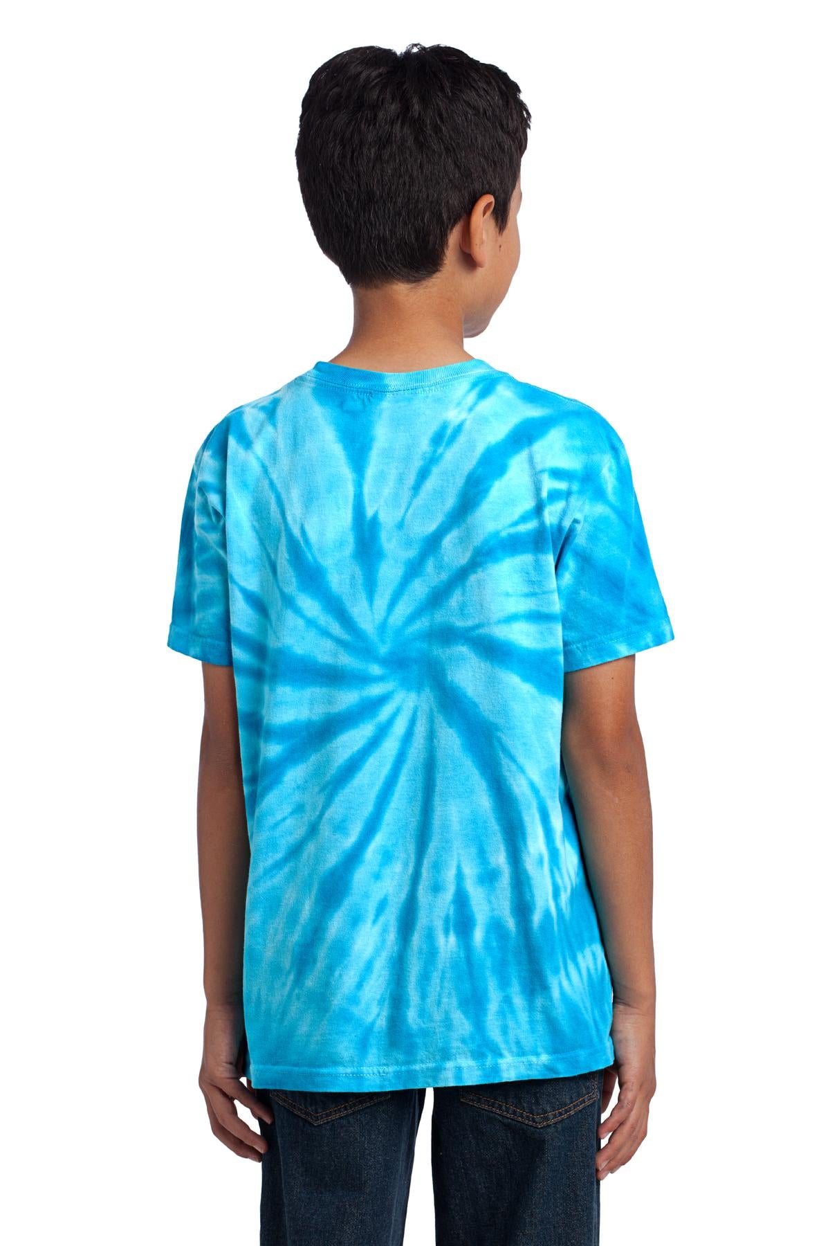 Turquoise Port & Co Youth Tie-Dye Tee. PC147Y plain