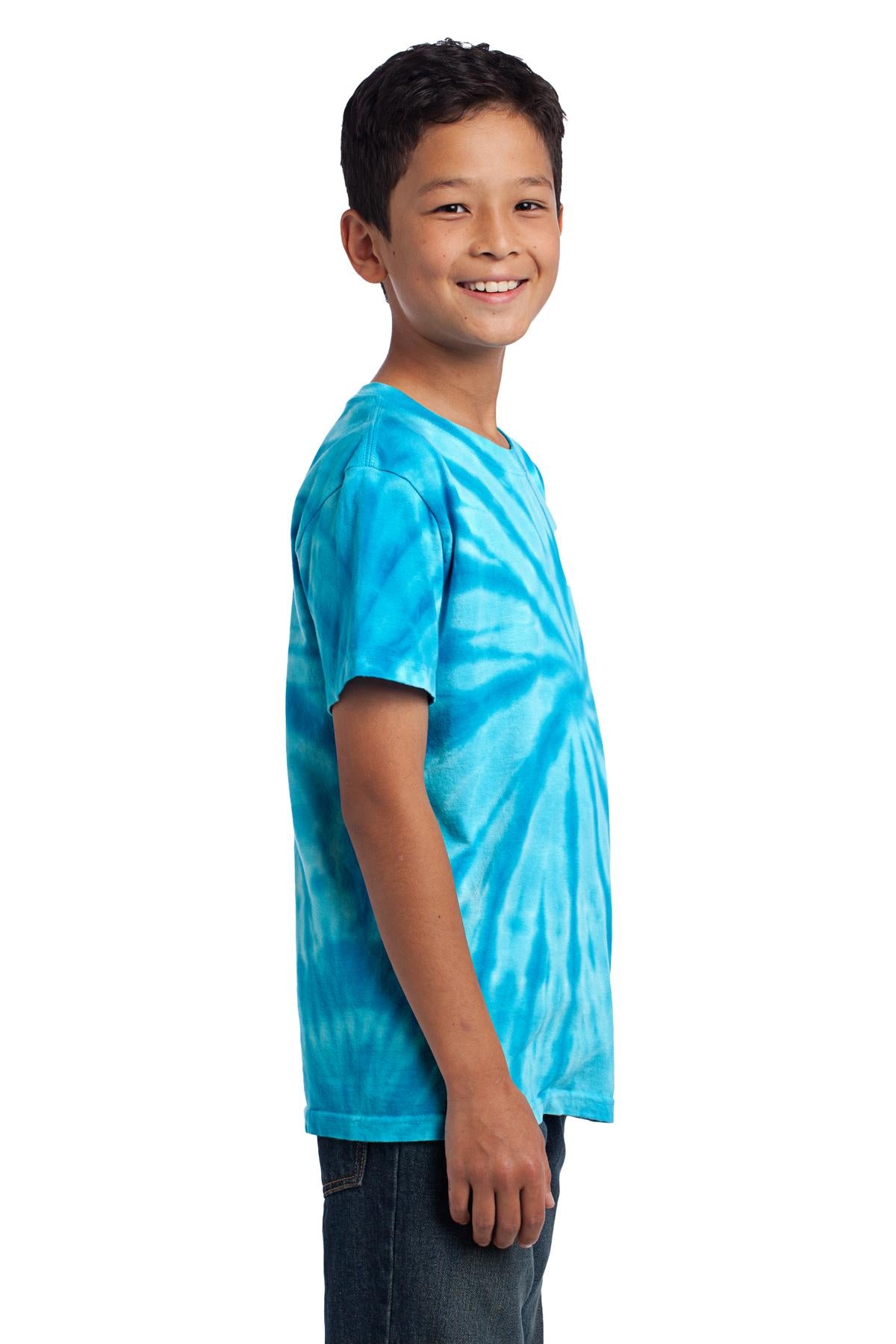 Turquoise Port & Co Youth Tie-Dye Tee. PC147Y