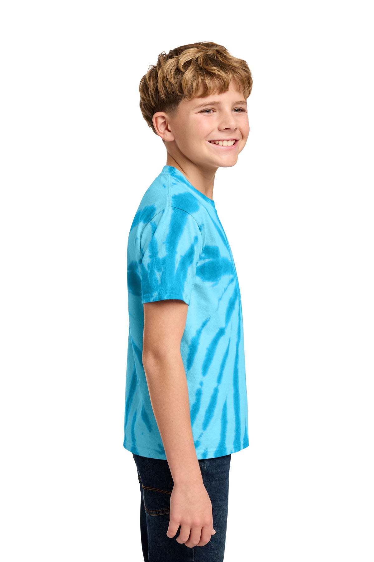 Turquoise Port & Co Youth Tie-Dye Tee. PC147Y