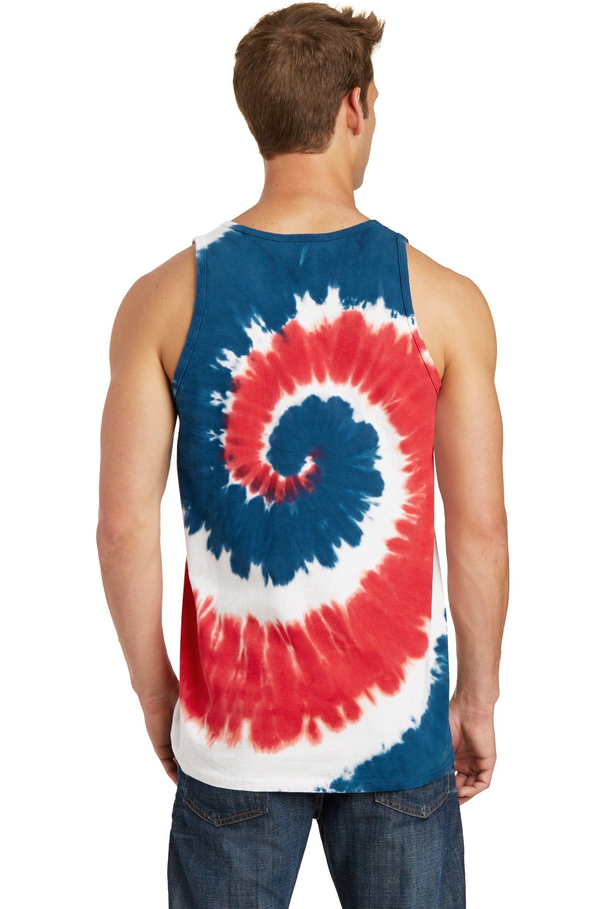 USA Rainbow Port & Co Tie-Dye Tank Top. PC147TT