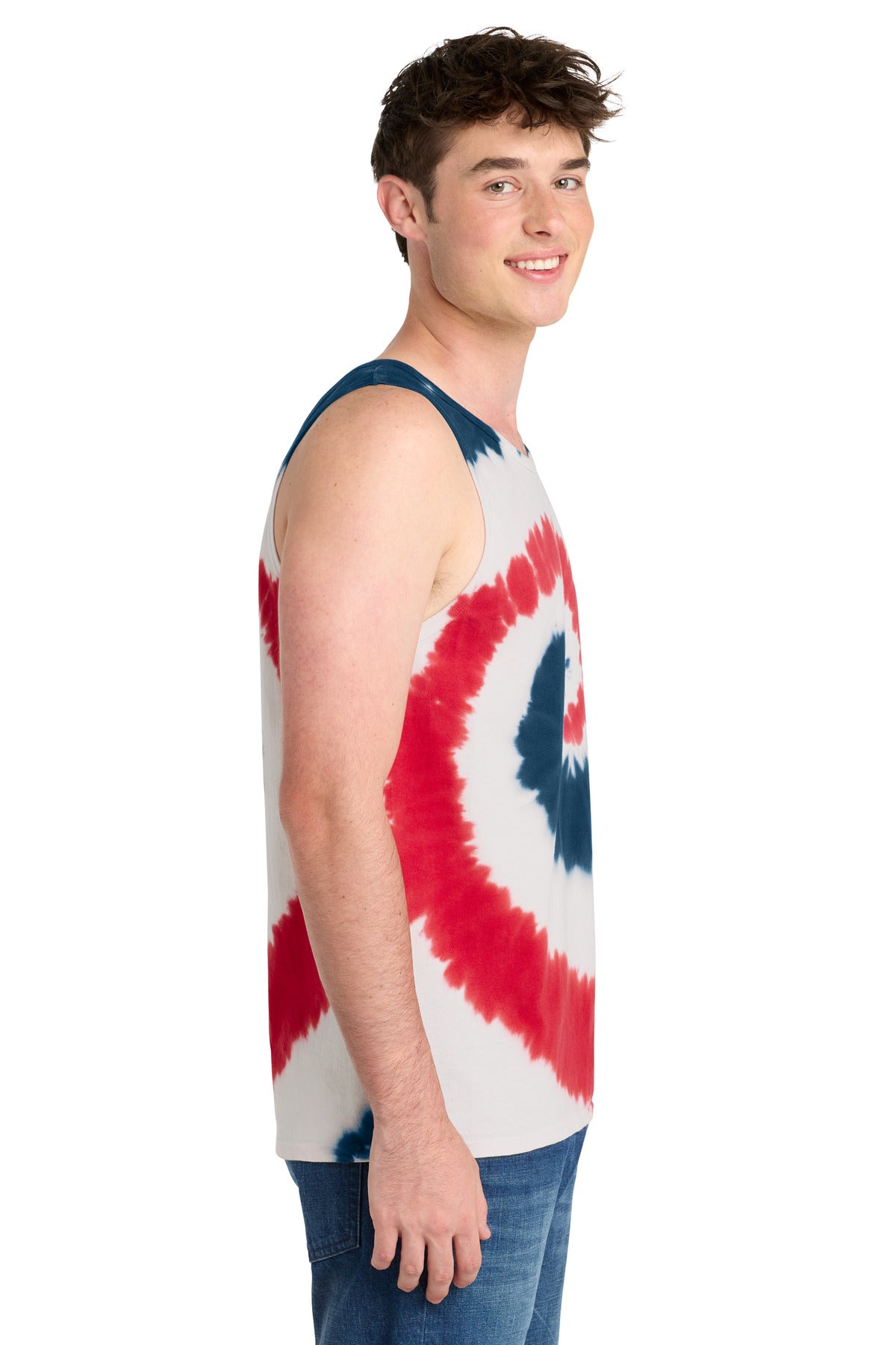 USA Rainbow Port & Co Tie-Dye Tank Top. PC147TT