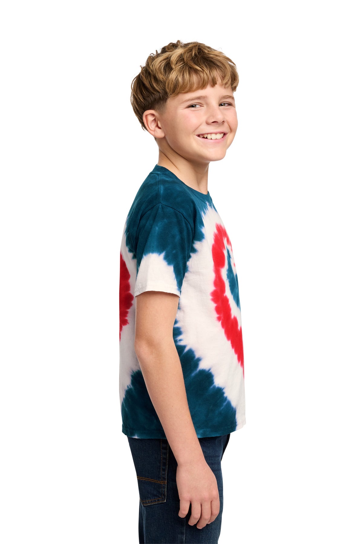 USA Rainbow Port & Co Youth Tie-Dye Tee. PC147Y