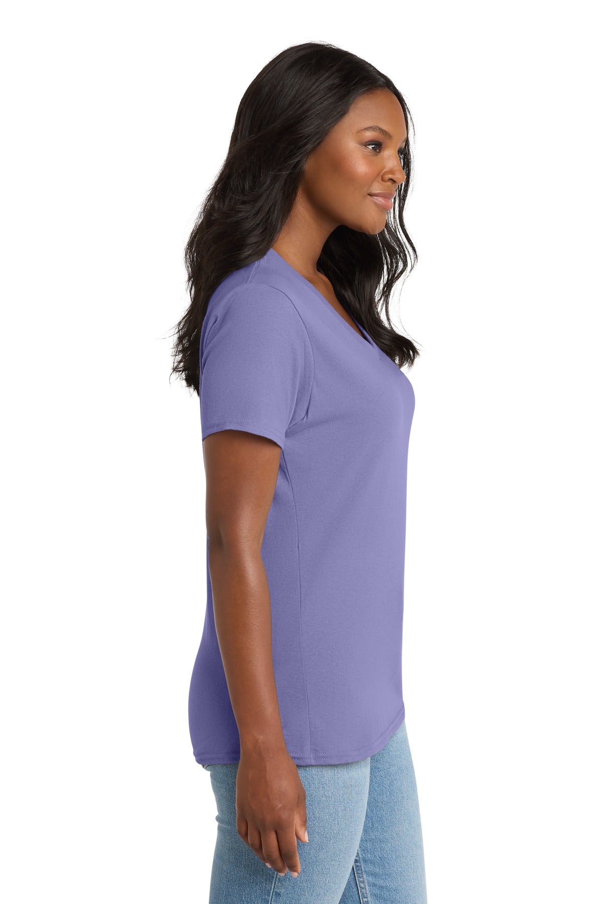 Violet Port & Co Women's Core Cotton V-Neck Tee. LPC54V plain