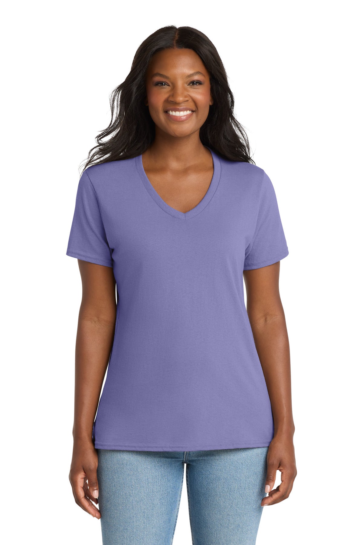 Violet Port & Co Women's Core Cotton V-Neck Tee. LPC54V plain