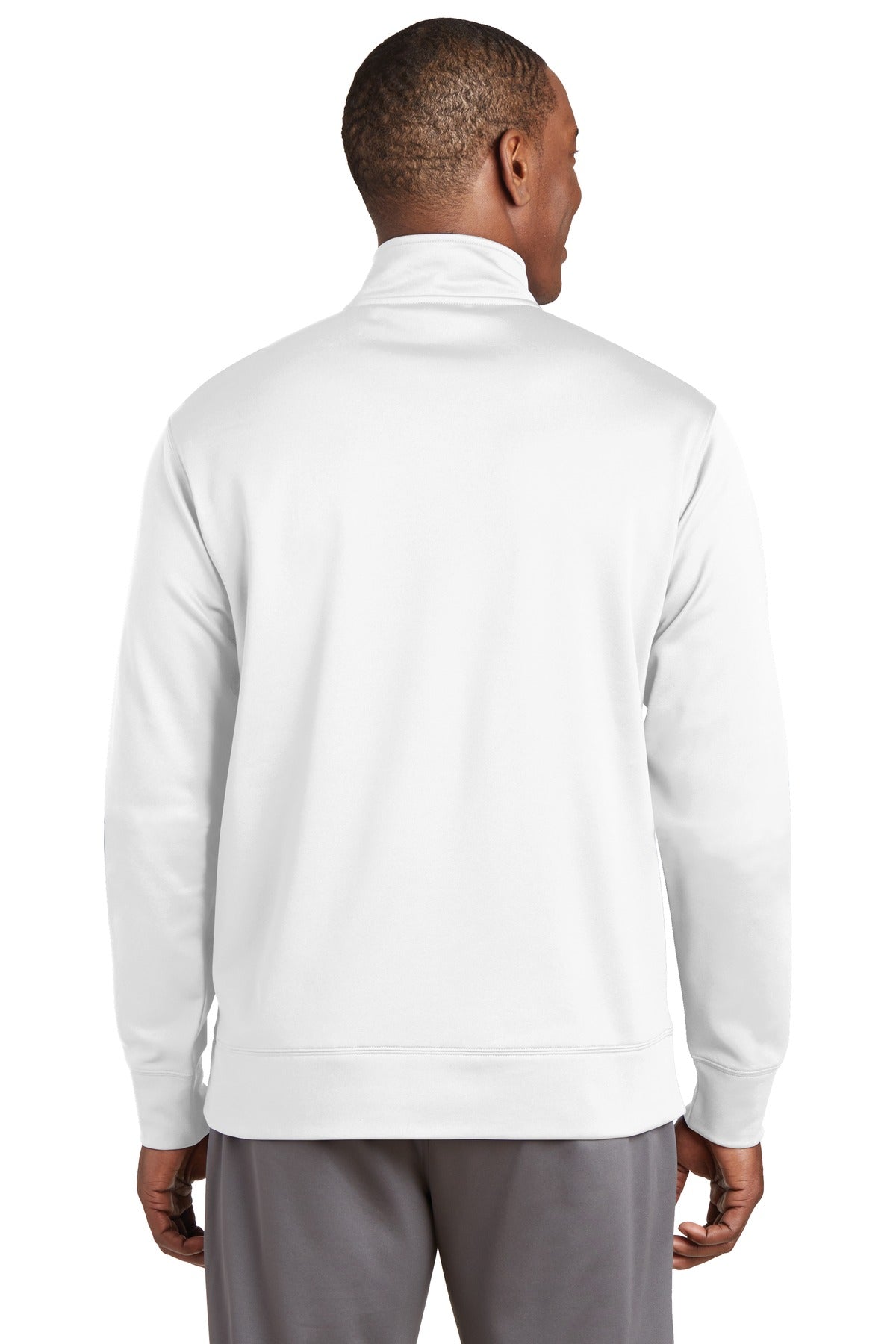 White Sport-Tek Sport-Wick Fleece Full-Zip Jacket. ST241 plain
