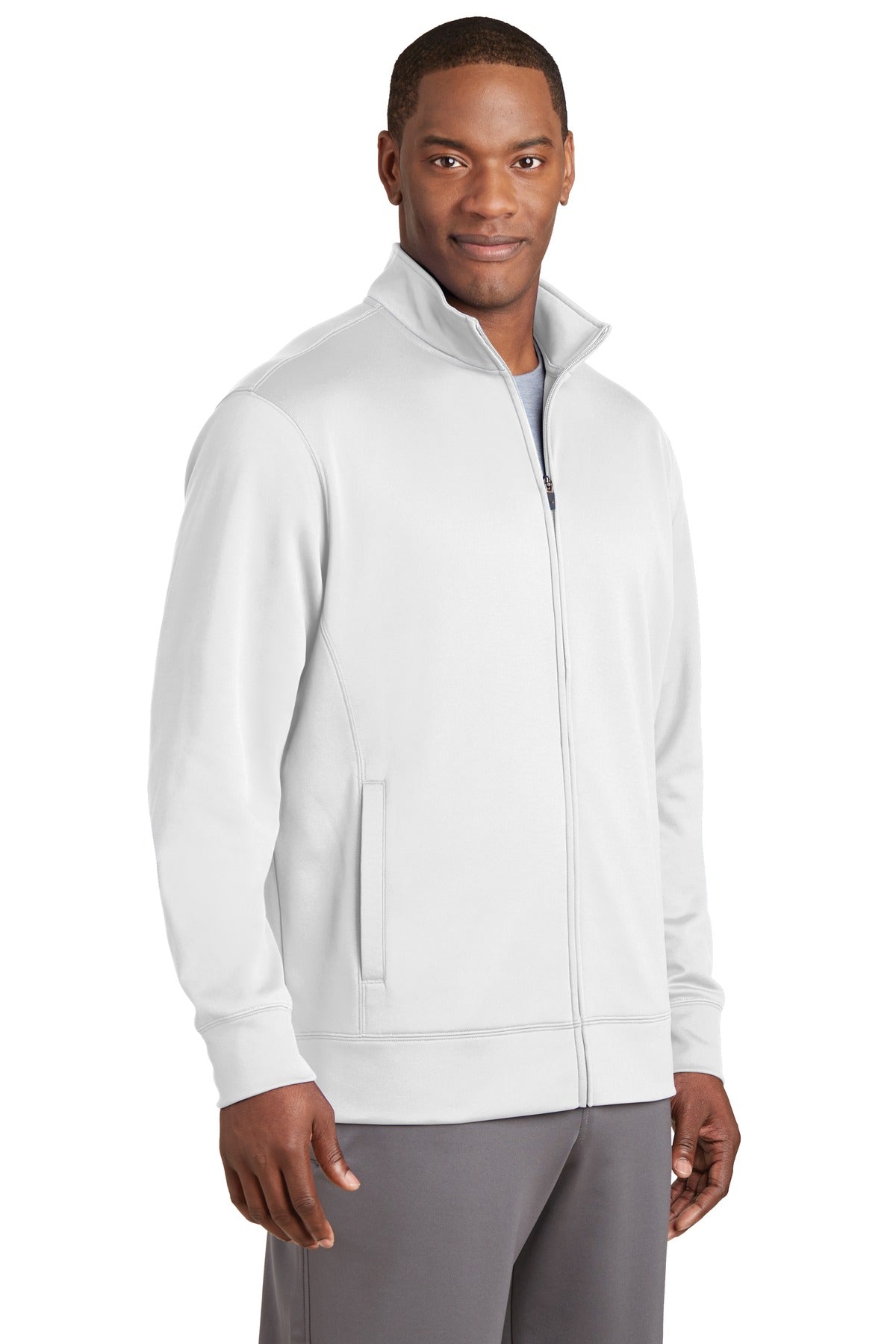 White Sport-Tek Sport-Wick Fleece Full-Zip Jacket. ST241