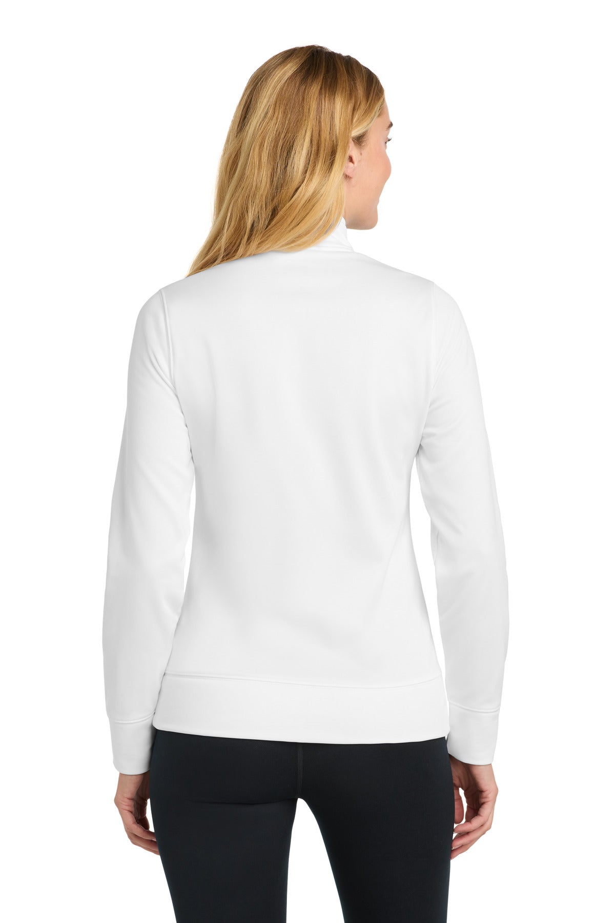 White Sport-Tek Women's Sport-Wick Fleece Full-Zip Jacket. LST241 plain