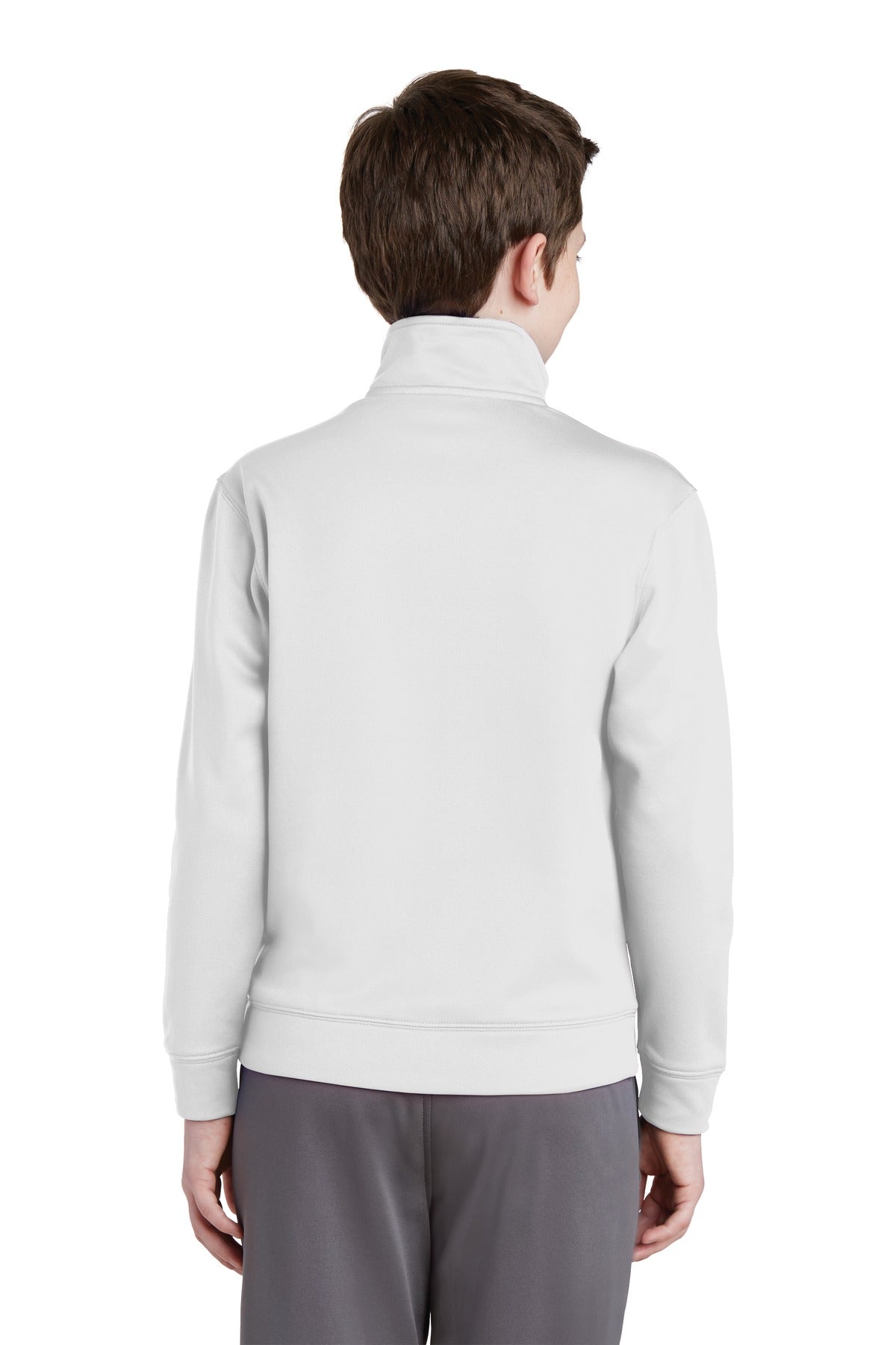 White Sport-Tek Youth Sport-Wick Fleece Full-Zip Jacket. YST241 plain