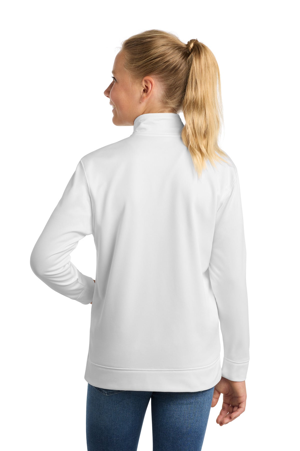 White Sport-Tek Youth Sport-Wick Fleece Full-Zip Jacket. YST241