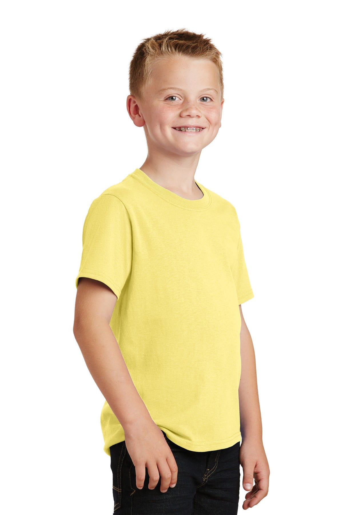 Yellow Port & Co Youth Core Cotton Tee. PC54Y plain
